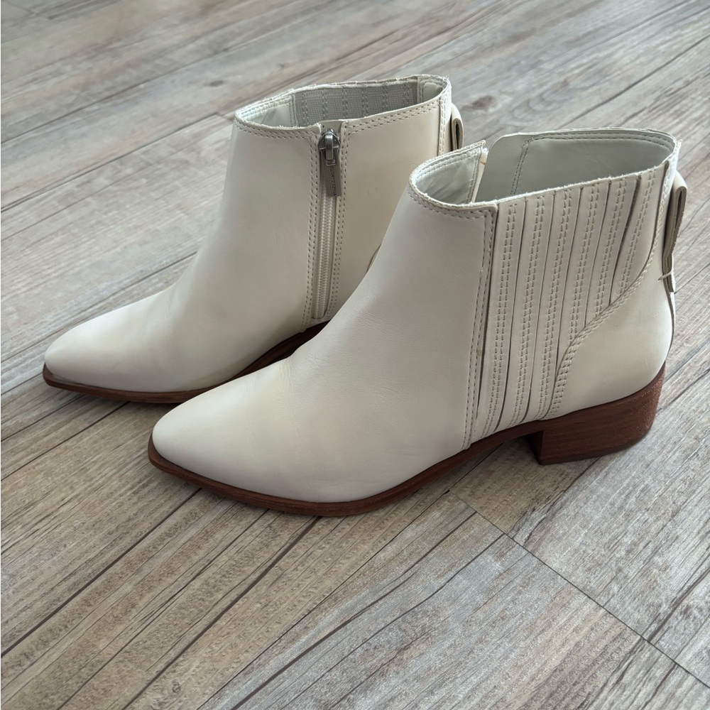Vince Camuto White Leather Ankle Boots
